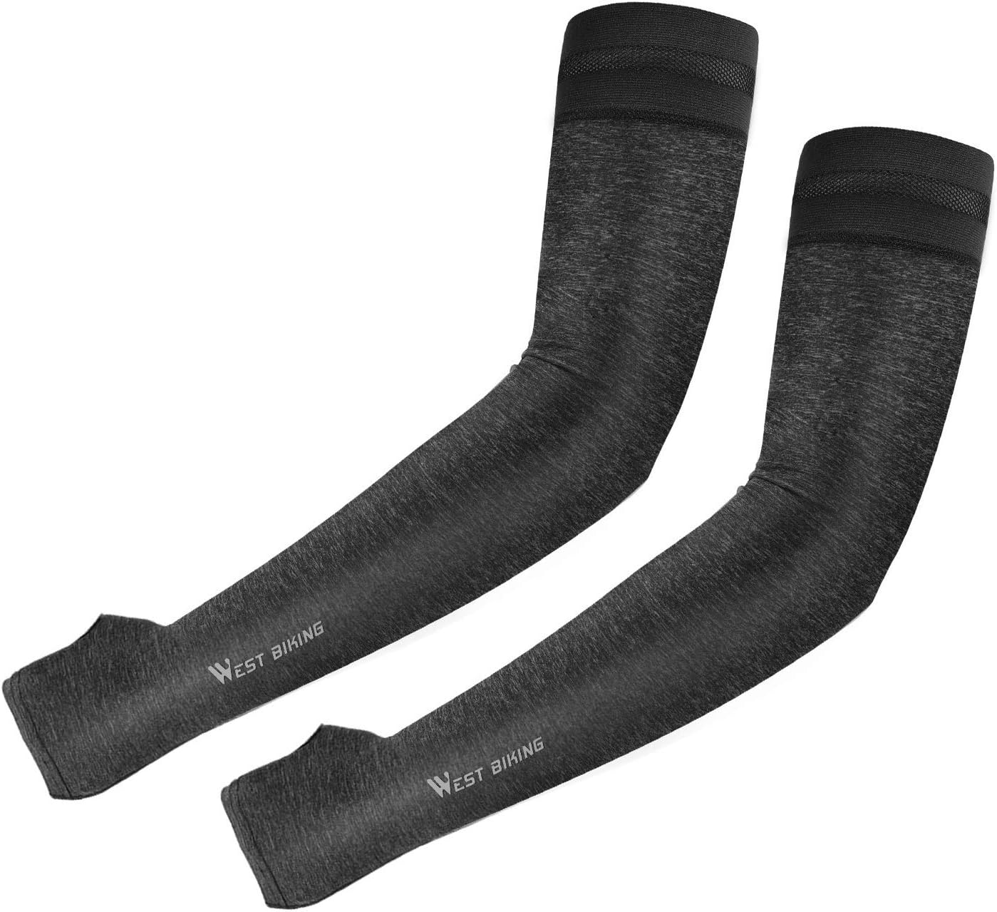 Compression Antislip Arm Sleeves with Thumb Holes, Moisture Wicking UV