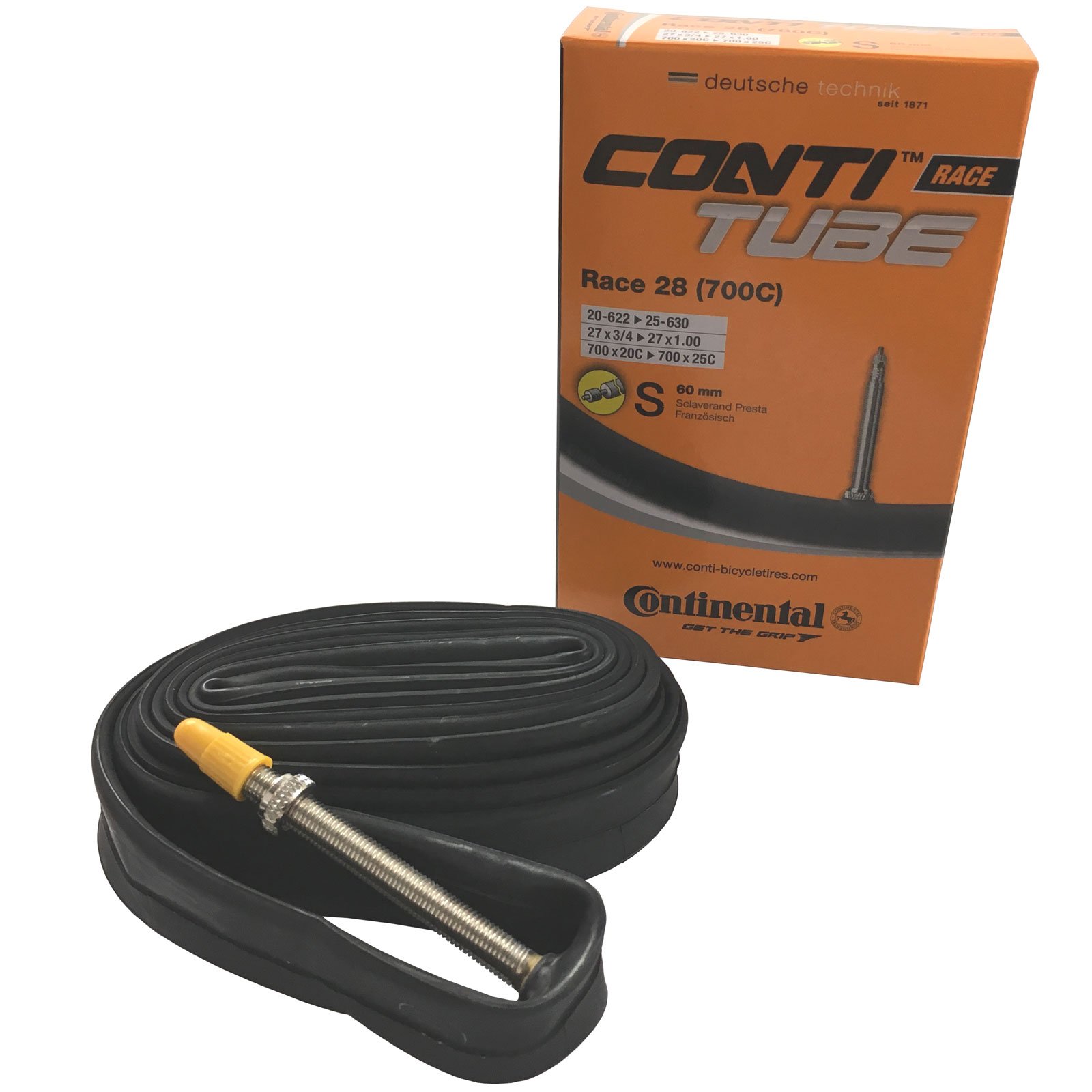 Continental Race 28 700 x 20-25c Road Bike Inner Tubes - Presta 60mm Valve (Pack of 2)