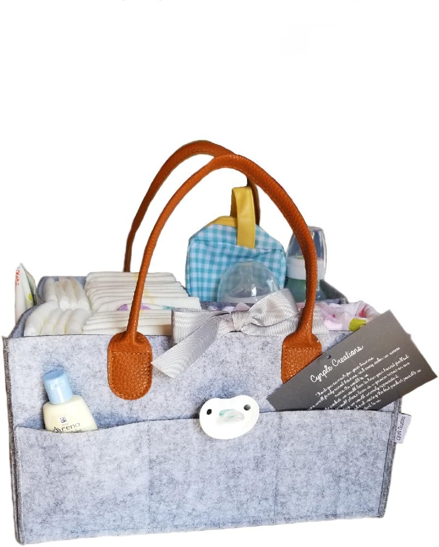 Baby Diaper Caddy Organizer, Boy Girl Neutral Diaper Tote, Baby Shower Gift, Newborn Registry, Premium Portable Tote Bag, Changeable Separators, Everyday Nursery, Car Or Home Office Organizer-