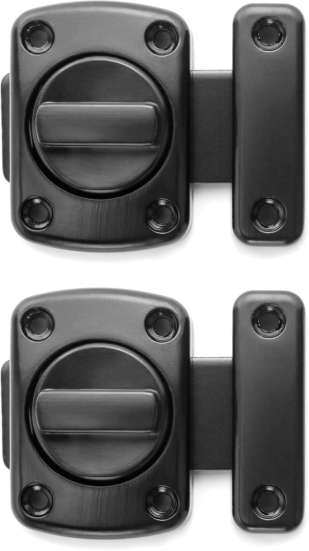 QWORK 2 Pack Rotate Bolt Latch Gate Latches Safety Door Lock Black