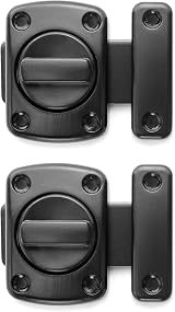 QWORK 2 Pack Rotate Bolt Latch Gate Latches Safety Door Lock Black