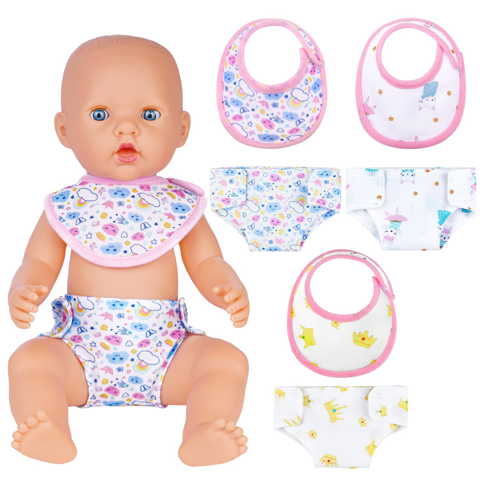 Aolso Doll Accessories - Diaper & Bib Set for Baby Doll, Reusable Multiple Uses — image 1