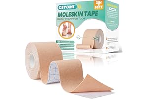 CEYOME Moleskin Tape - 2in x 16ft - Blister Prevention Tape Mole Skin Padding for Running, Hiking, Walking, Moleskin for Blister Pads for Feet & Heel Protection- Single Roll