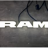 AUTOGEM 2019&ndash;2025 RAM 2500 3500 4500 Lighted Grille Emblem &ndash; LED Front Badge, Black Finish, Plug &amp; Play Illumination