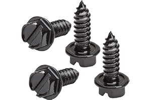 OTTOSPEED License Plate Screws with Rustproof Finish - License Plate Screw Kit for Front & Rear Plates - License Plate Bolts for Domestic Vehicles - Stainless Steel Screws for License Plates (4-Pack, Black)