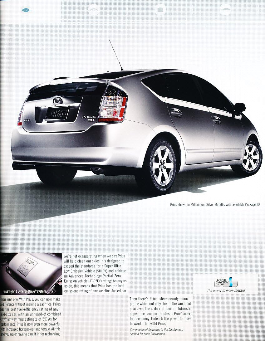 hybrid car mpg on Amazon Com 2004 Toyota Prius Hybrid Car 12 Page Original Sales Brochure Catalog Posters Prints