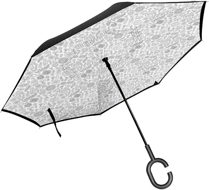 Car Reverse Umbrella,Doodle Flowers And