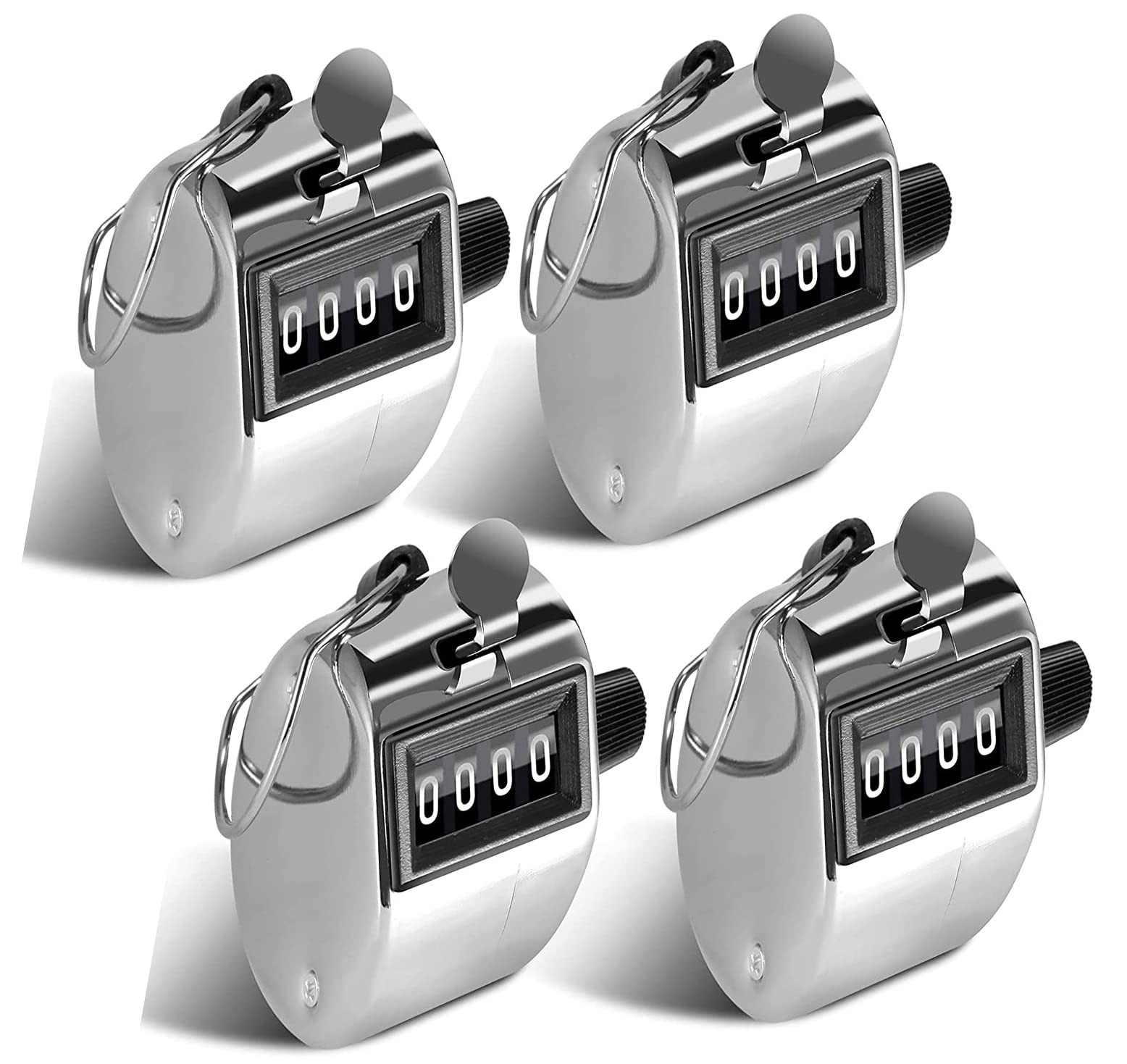 BOBOZHONG Hand Tally Counter,4 Pcs Hand Tally Counter Metal Case Mechanical Clicker 4 Digit Display Manual Mechanical Counter with Manual Counter with Finger Ring