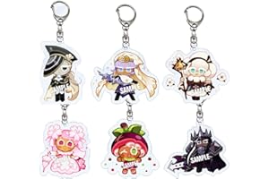 SINRIER 6 PCS Cookie Run Kingdom Keychain for Kid Boy Girl Party Favor Gift, Anti-Loss Keychain Accessory for Phone, Bag, Gift.