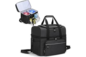 SOONSURE Bowling Ball Bag 2 Ball, Two Ball Bowling Bag with Padded Ball Holder, Double Ball Bowling Tote Bags for Men Women, Heavy Duty Bowling Bags Fits Bowling Shoes Up to Mens Size 16 Dark Grey