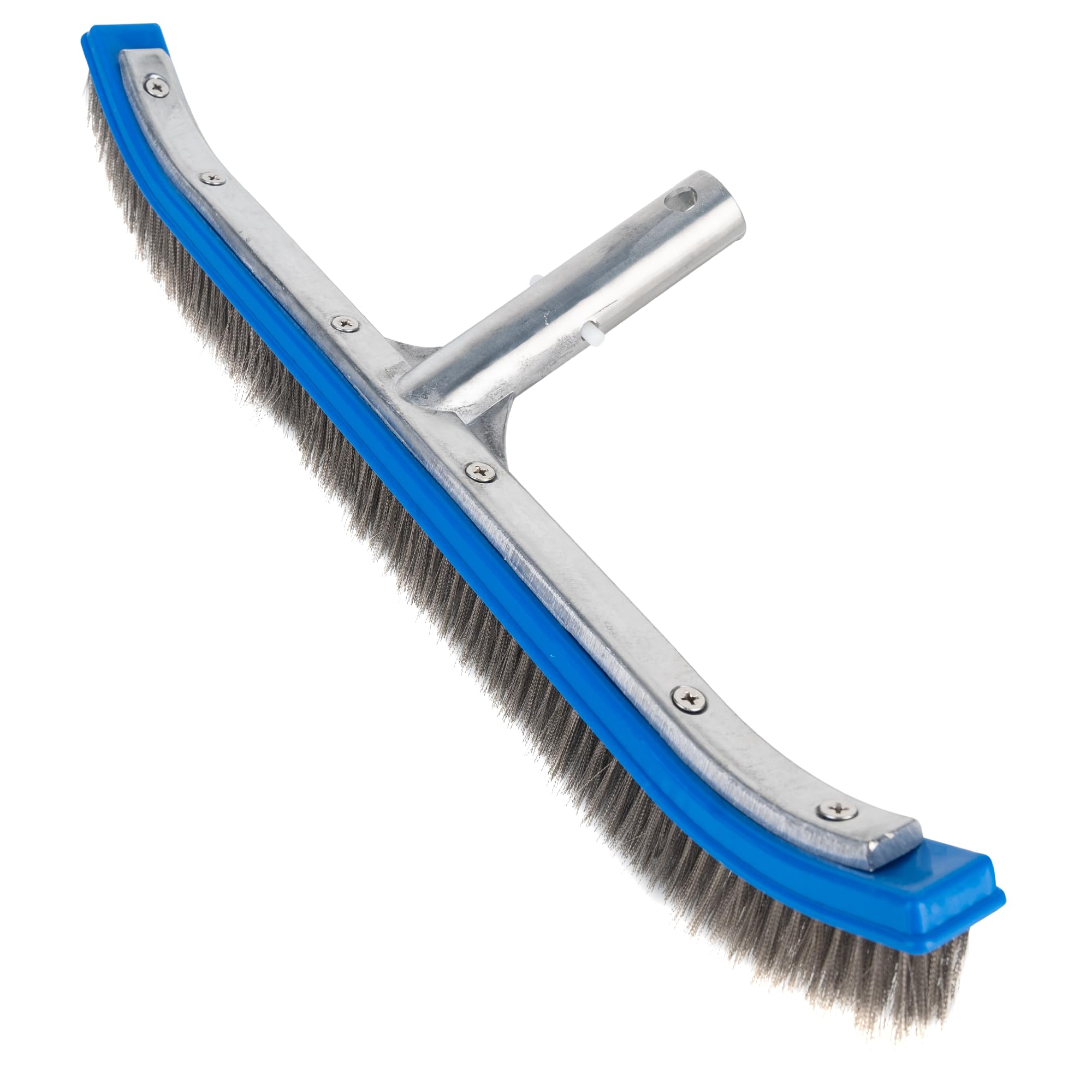Photo 1 of 18'' Heavy Duty Pool Brush Head - Stainless Steel Wire Bristles & Aluminum Back by Canamax, Curved Edges - Compatible with Cleaning Pool Tiles, Walls, Floors, Steps, Corners