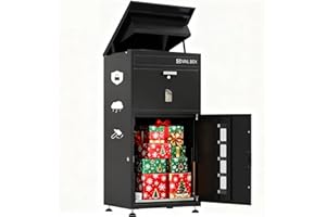 SAPITAL 42'' Large Package Delivery Boxes for Outside, Anti-Theft Galvanized Steel Package Box, Waterproof Package Delivery Box for Outdoor, Storable Drop Box with Lock, for Porch & Home