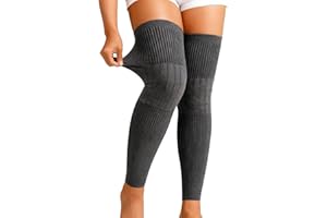 Leg Warmers Women Men Winter, Cashmere Thermal Knee Warmers for Arthritic Anti-Slip Self-Heating Warming Long Knit Knee Pads 
