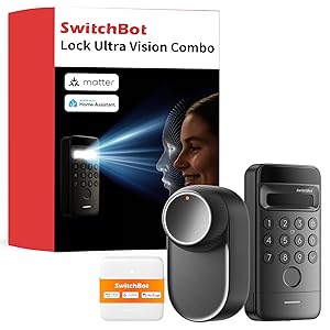 SwitchBot WiFi Smart Lock Ultra con Tastierino e Riconoscimento Facciale 3D, Serratura Smart con Impronte Digitali, Serratura Elettronica con Batteria Ricaricabile, Adatta a Matter, Alexa, Google