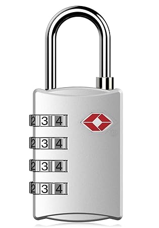 DOCOSS-309-TSA Approved Lock 4 Digit for USA Number Locks Padlock for Luggage Bag Travelling International Password Locks Combination Lock Travel Locks