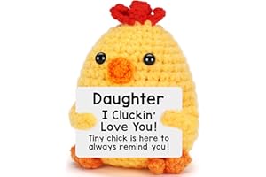 BDAYPTION Funny Chicken Mothers Day Daughter Gifts from Mom Dad, Daughter Birthday Graduation Gifts for Teen Girl, I Love You Daughter Gift from Mother Father, Handmade Crochet Animals Chick Daughter Desk Decor