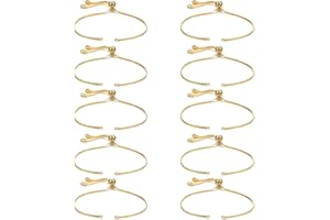 Sureio 10 Pieces Adjustable Slider Bracelet for Jewelry Making Bracelet Chains for DIY Jewelry Making Findings Extender Chains with Rhinestones Ends for Woman Girl(Gold)