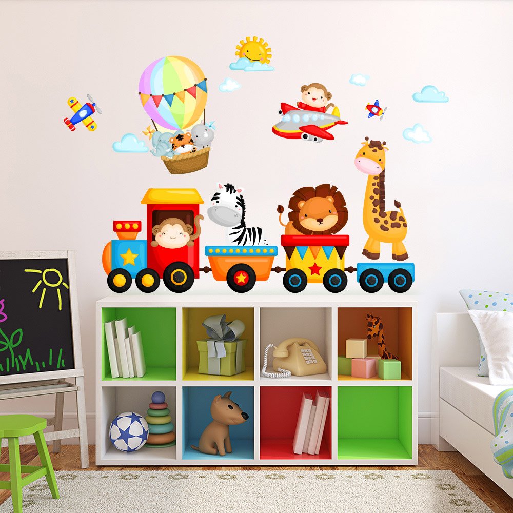 R Adesivo murale per bambini Wall Art "Giungla Zug 120 x 30 x 0 1 cm Multicolore Amazon Casa e cucina