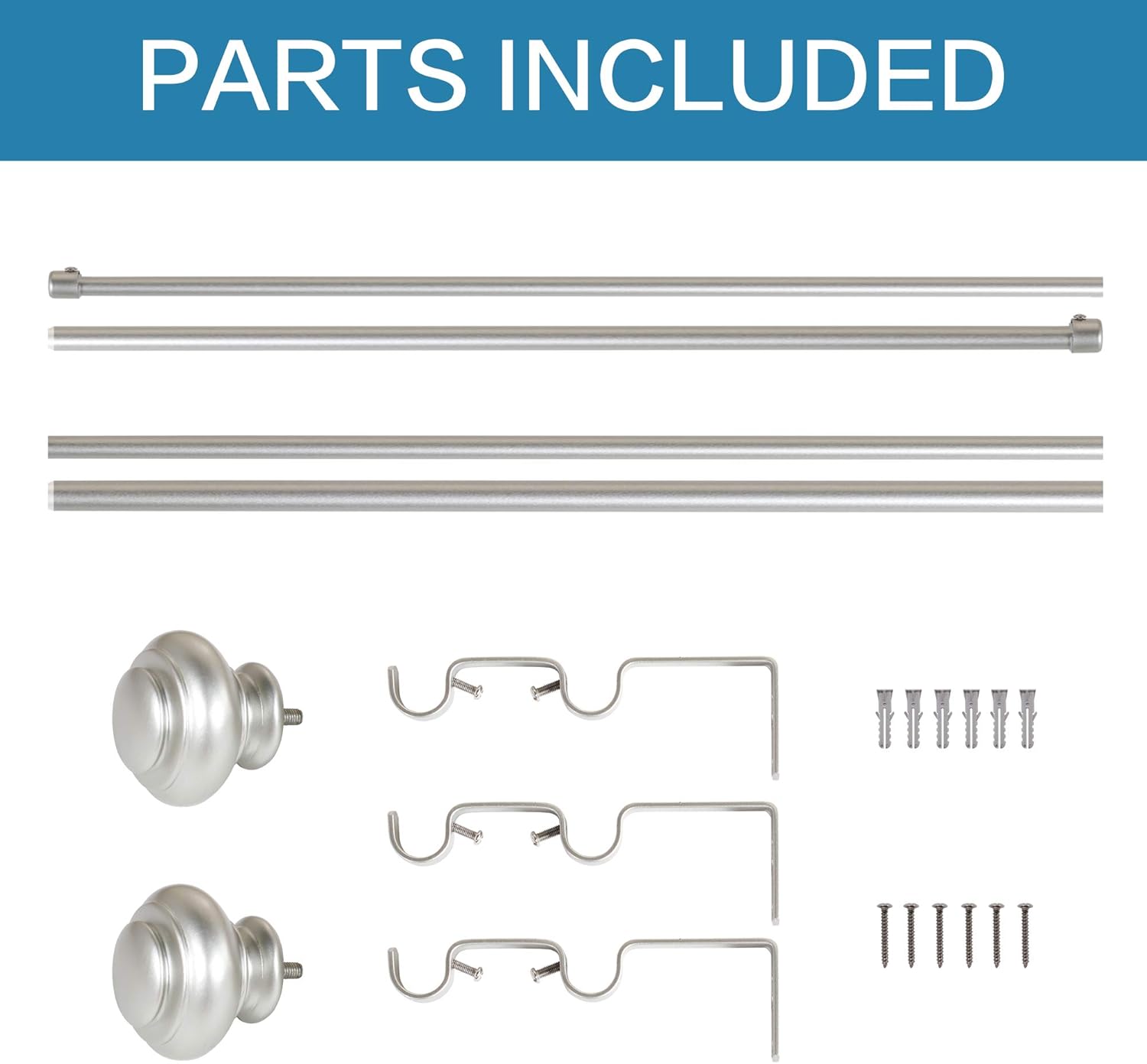 H.VERSAILTEX Elegant Window Treatment Double Curtain Rods, 3/4 - Inch Diamter, 48 - Inch to 84 - Inch, Nickel - Metal Rod and Hardware with Resin Finials: Home & Kitchen