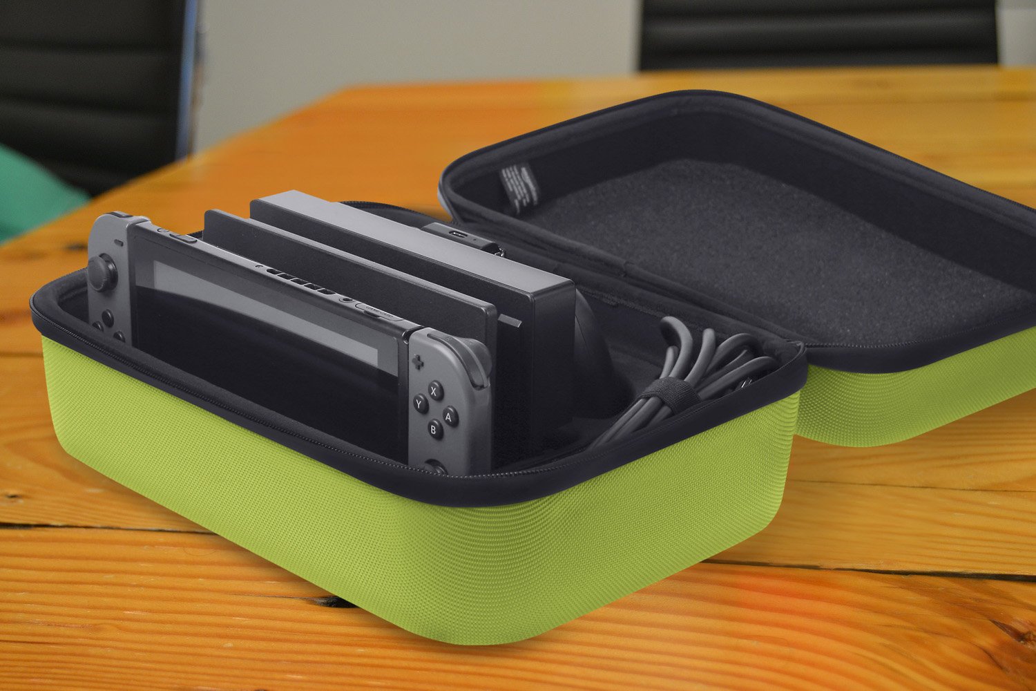 Basics Hard Shell Travel and Storage Case for Nintendo Switch - 12 x 4.8 x 9 Inches, Neon Yellow: Video Games