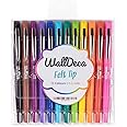 WallDeca Felt Tip Pens, Fine Point (0.5mm), Assorted Rainbow Colors, 12 Count | Made for Everyday Writing, Journals, Notes and Doodling (12-Pack)