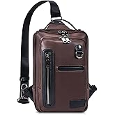 CAAORDKSO Leather Messenger Sling Crossbody Shoulder Bag for Men Travel Work Vintage Messenger Bag Crossbody Bag Satchel Sling Bag Men (Coffee)