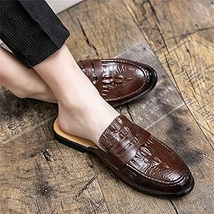 Jakcuz Mens Loafers Leather Casual Shoes Slip On Comfortable Lig 並行輸入品 Jakcuz Mens Backless Loafers Casual Shoes Slip On Comfortable