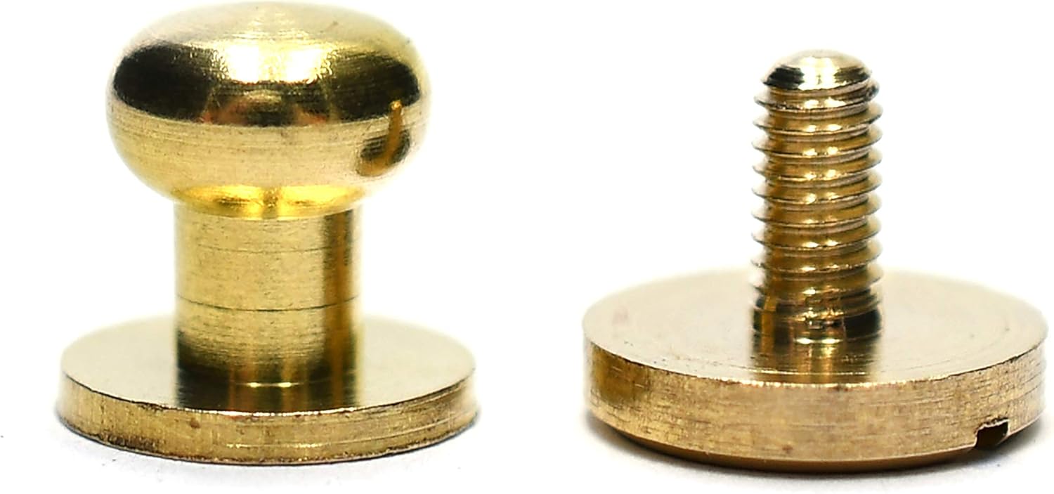 SILMEN Quality Solid Brass/Zinc Alloy Sam Browne/Round Head Button Stud Screw Rivets Decoration 10 pcs for Leathercraft DIY