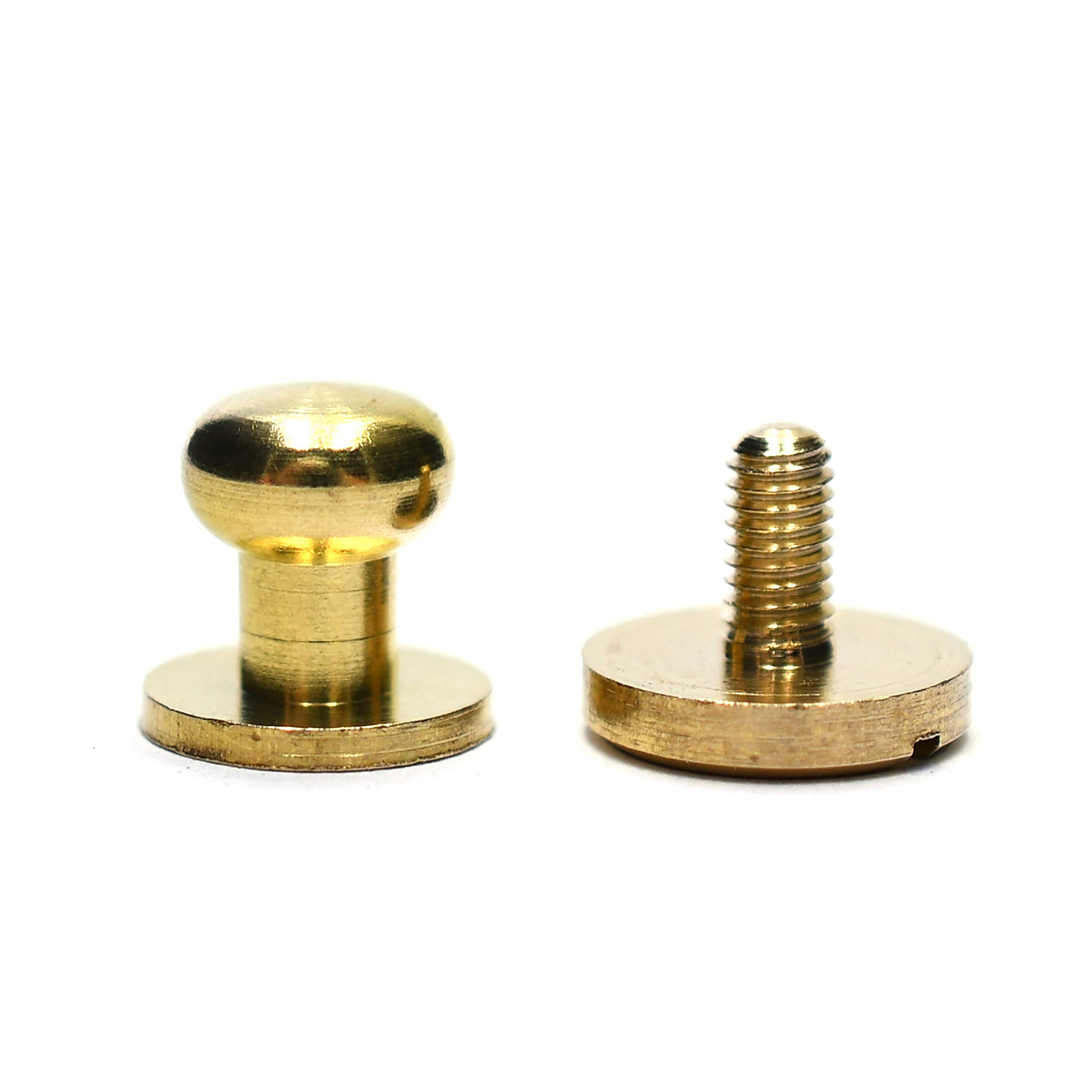 SILMEN Quality Solid Brass/Zinc Alloy Sam Browne/Round Head Button Stud Screw Rivets Decoration 10 pcs for Leathercraft, DIY, Leather Hardware, Handcraft (7 mm)