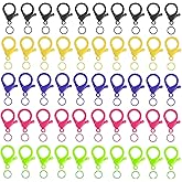 Plastic Lobster Claw Clasps, 100pcs Multicolor Hard Plastic Clips and Open Jump Rings Cute Lanyard Snap Hooks for Necklace Bracelet Jewelry Making Premium Lobster Clasp for Key Chain & DIY Crafts