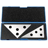 QWORK Solid Angle Plate Set, 2 Pcs Triangle Angle Block, 30-60-90 Degree&amp;45-45-90 Degree, Precision Machinist Measurement Tool