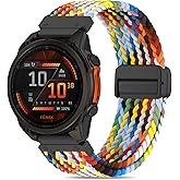 Laband QuickFit 20mm Magnetic Braided Compatible with Garmin Fenix 8 43mm Watch Band/7S/7S Pro/6S Pro/6S/5S/5S Plus/Epix Pro 42mm,Stretchy Nylon Elastic Fabric Strap for Instinct 2S/Approach S70 42mm