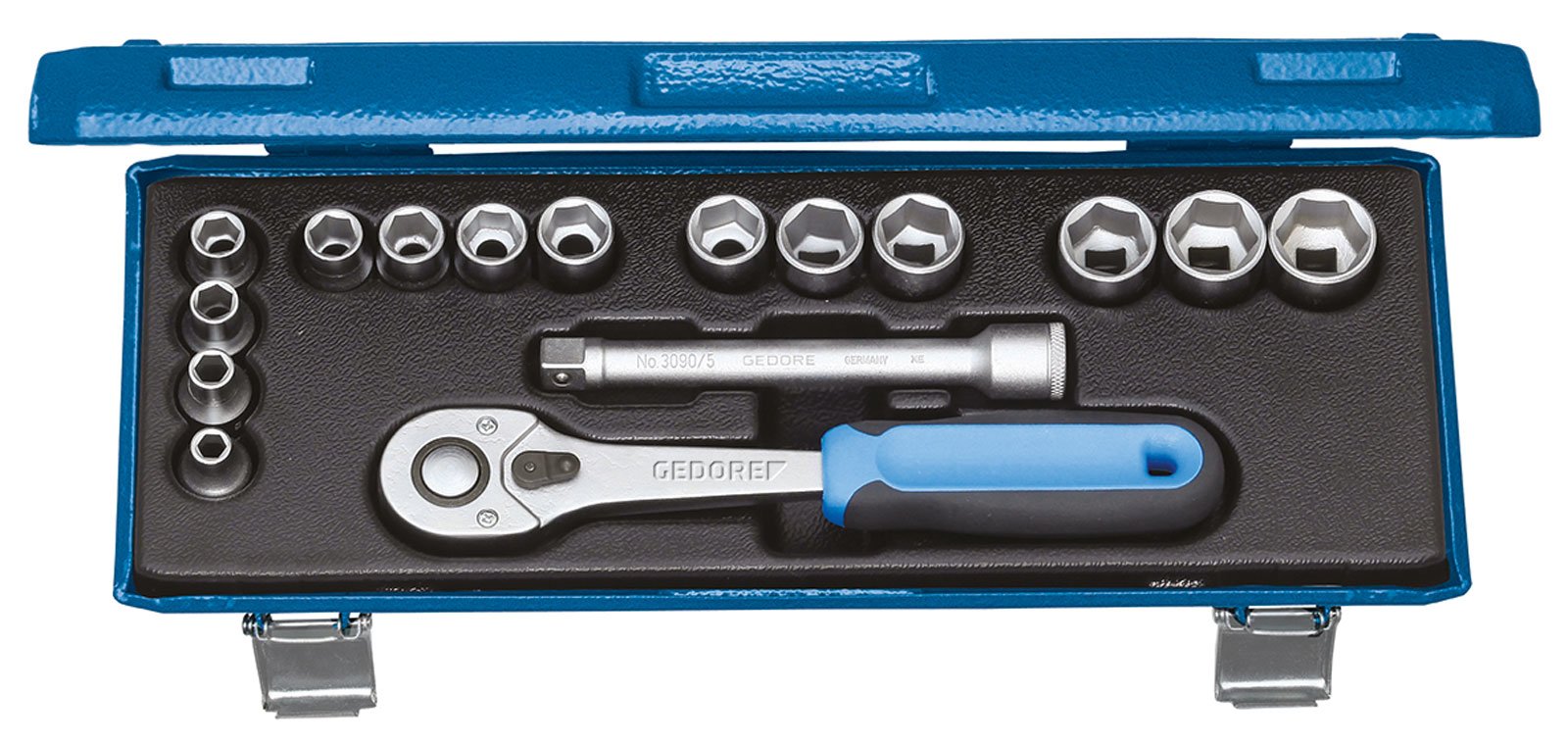 Gedore 30JMU-10 3/8-Inch Tool Set - Blue/Silver (16-Piece) โ image 1