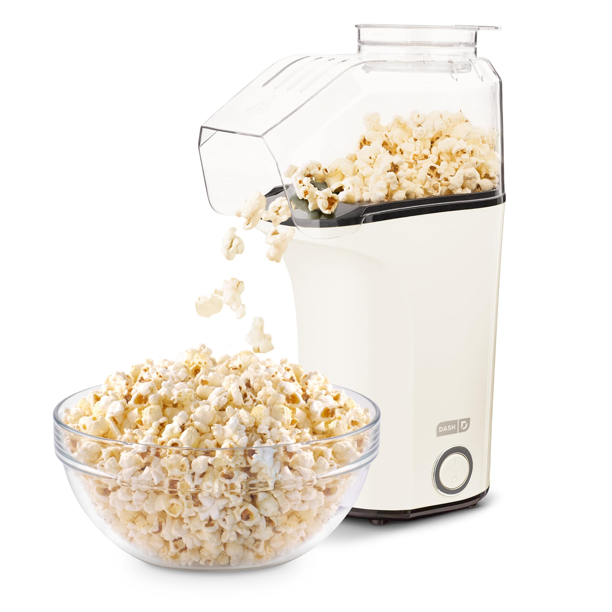 Photo 1 of DASH Hot Air Popcorn Popper Maker with Measuring Cup to Portion Popping Corn Kernels + Melt Butter, 16 Cups - White