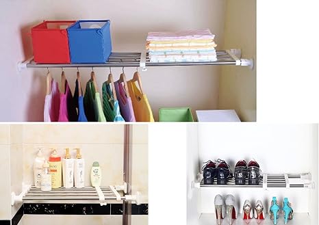 Usave Extendible Wardrobe Storage Shelves For Hanging Clothes