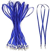 Premium Bulk Navy Blue Lanyards - 17.38 Inch Flat Lanyards with Clip Swivel Hook Detachable Buckle (20 Pack)