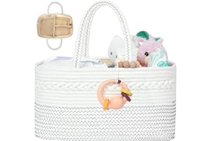 miss fong Diaper Caddy Organizer - Baby Diaper Caddy Portable Baby Diaper Organizer Baby Basket with Removable Dividers Baby Storage Basket & Car Travel Basket,Baby Shower Gifts for Newborn(Black)