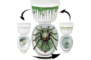 NOVELTYMEME Halloween Toilet Seat Cover 3D Horror Morphing Decal for Bathroom Decor Theme Party Home Decor (Spider&Green Blood)