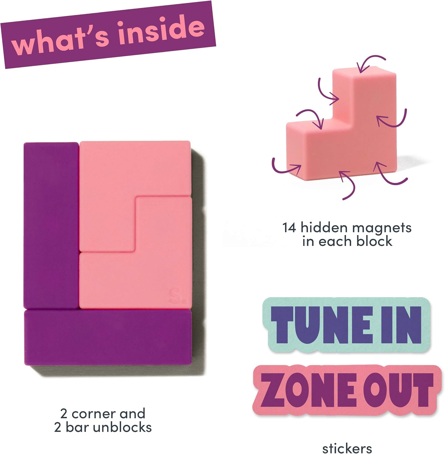 Speks Unblocks Purple/Pink Set of 4 Unbelievably Stress Relief