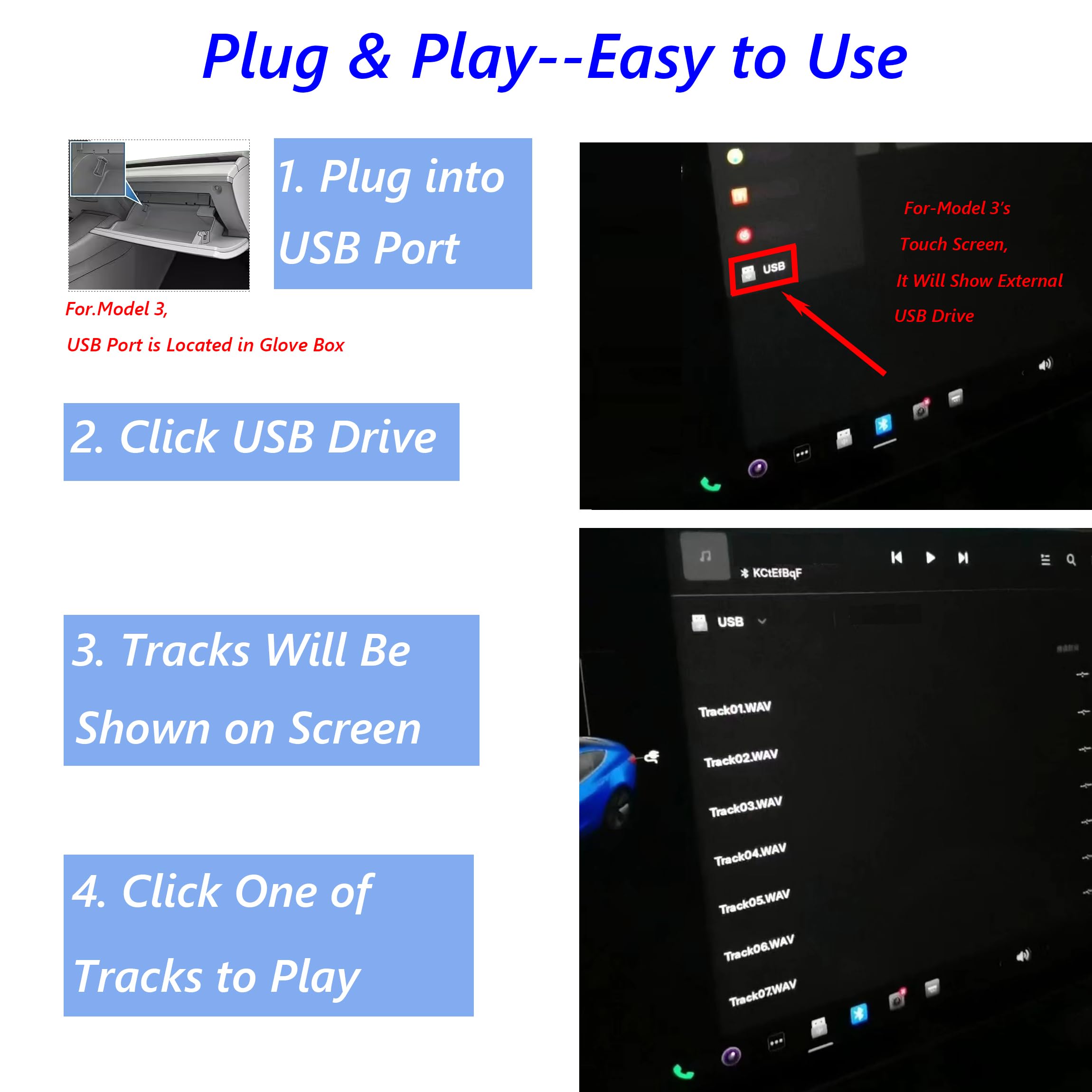 CD DVD Player for Car with USB Port AUX Port, Portable External CD Player That Plugs into Car Laptop Desktop TV Computer, Plug & Play –Upgraded with Extra USB Extension Cable