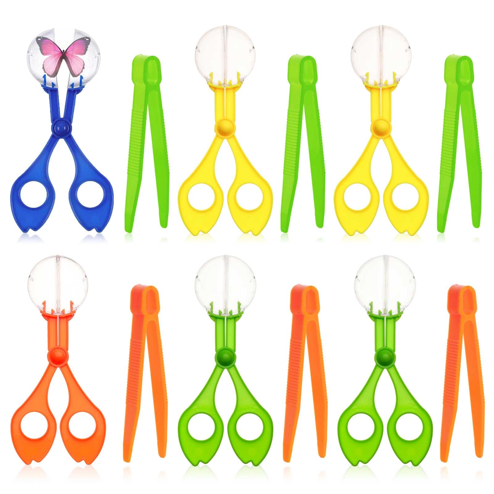 Fadcaer Bug Catcher for Kids,12 Pcs Plastic Bug Catcher Kit Bug Insect Catcher Scissors,Children Tweezers Explorer Outdoor Tool Fine Motor Skill Toys for Kid Nature Exploration Observation