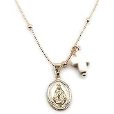 Cross Necklace 18k Gold Plated Miraculous Medal 18 Inches Chain Medalla Virgen de la Milagrosa