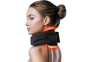 Qwnccet Heated Neck Brace Cervical Collar - Neck Support Brace with Heating Pad, Soft Foam Wraps Keep Vertebrae Stable and Aligned for Relief of Cervical Spine Pressure for Women & Men Black (M Size)
