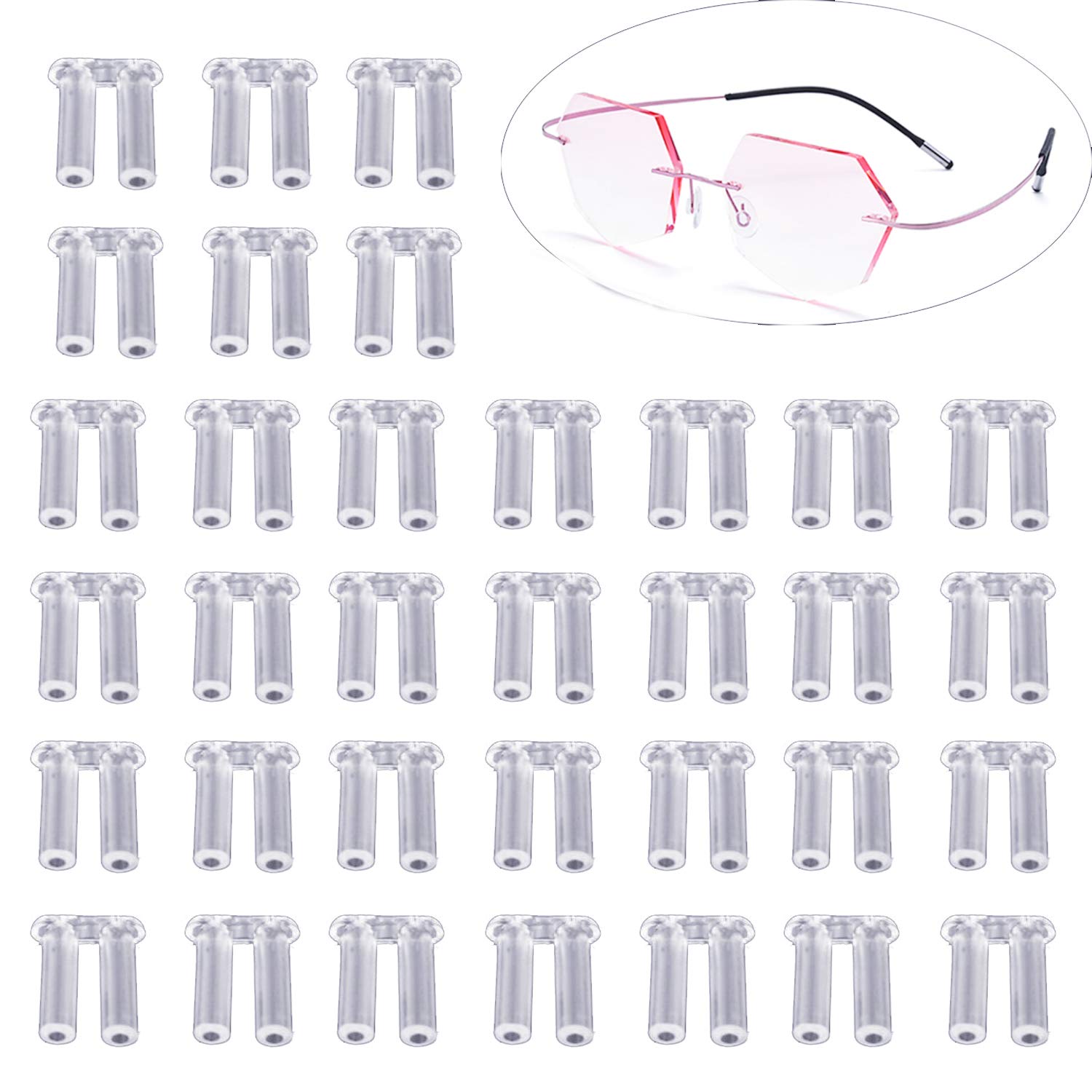 YouU 100 Pcs Clear Plastic Compression Sleeves for Rimless Glasses Fixing Accessories Tools(1.4/1.5/1.6 * 0.8 * 7.0mm) (1.4 * 0.8 * 7.0mm)