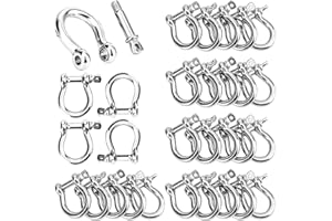 Biugaaufai 30 PCS 1/4 Inch D Ring Shackles, 304 Stainless Steel Anchor Shackle Lock, 6 mm Screw Pin Anchor Shackles for Towing, Trailer Chain Shackle for Industrial, Outdoor, Vehicle Recovery, 6 mm