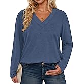 VISLILY Plus-Size-Tops for Women Trendy V Neck T Shirts Casual Long Sleeve Dressy Cute Blouses Loose Fit Tunics Tees XL-5XL