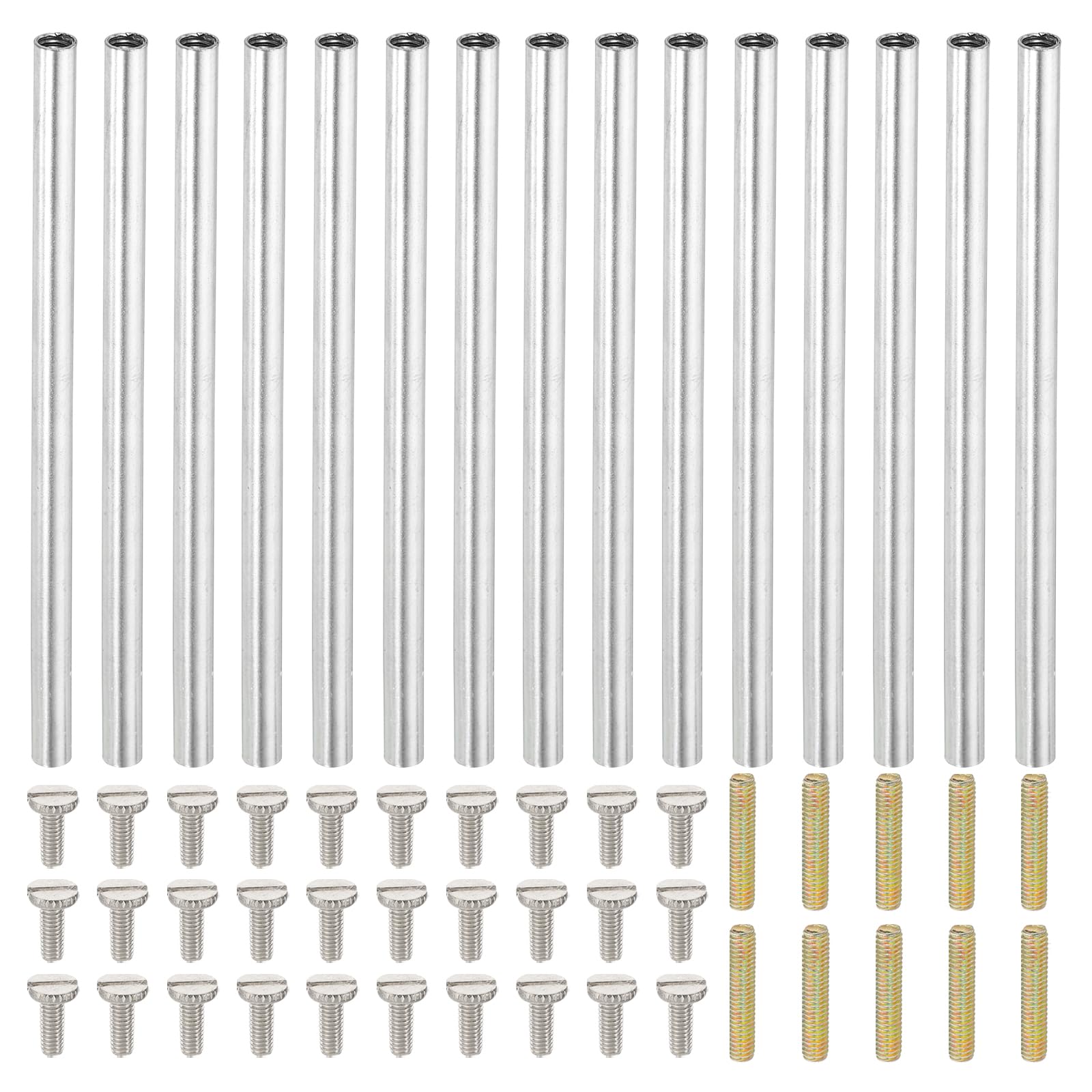 PATIKIL 90mm (3.5") Round Coupling Nuts Kit, M4 Threaded Connector Bar Hardware with Fully Thread Rod Slotted Screw for Lamp Model Furniture DIY Repair Part