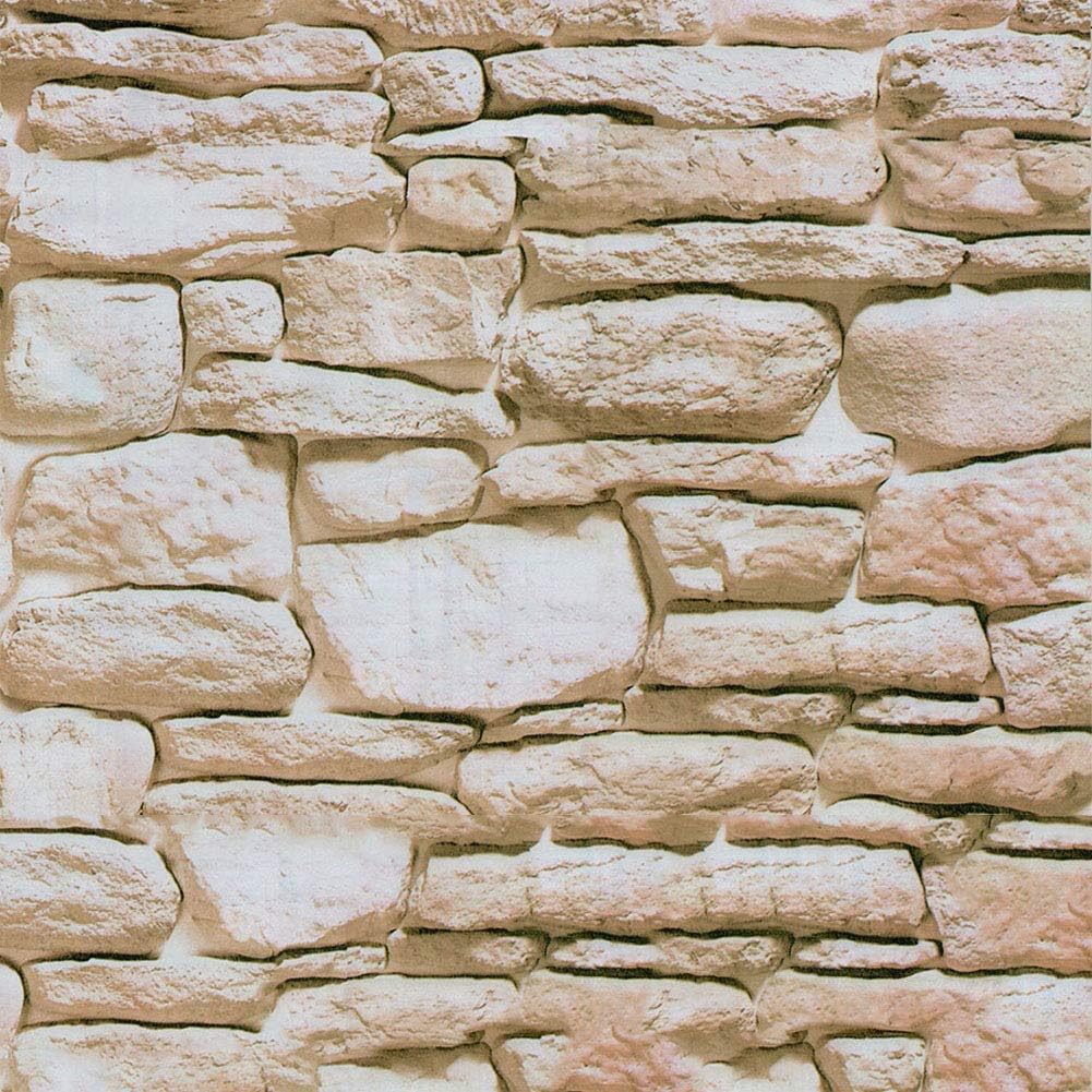 JYPHM Wallpaper Faux Stone Wallpaper PVC 3D Effect Peel and Stick Wallpaper for Bedroom Living Room TV Background Decoration Self-Adhesive Waterproof PVC Paper Roll Yellow Rock(17.7x236.2inch)