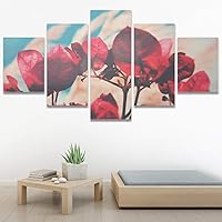 SIGNWIN 5 Panel Canvas Wall Art Red Fields for Home Decorations Ready to Hang - 60