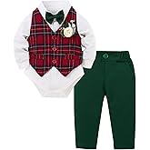 YUEMION Baby Boy Clothes Suit Infant Gentleman Wedding Outfit Formal Dress Shirt+Vest+Tie+Corsage+Pants 5Pcs Tuxedo Set 0-18M